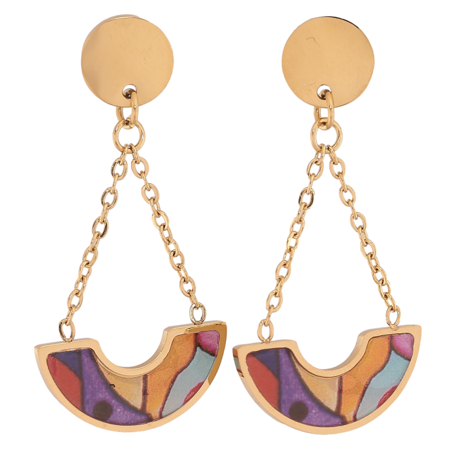 Сережки Xuping TTM Stainless Steel колір 14К пусети "Декоративні підвіски з кольоровими вставками" фото №1