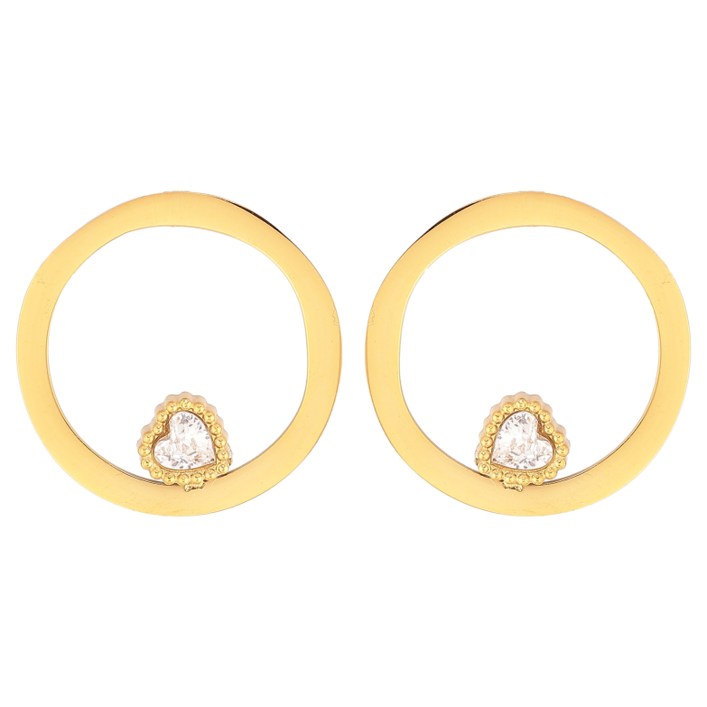 Серьги Xuping TTM Stainless Steel цвет 14К пусеты "Колечки с кристальными сердечками" фото №1