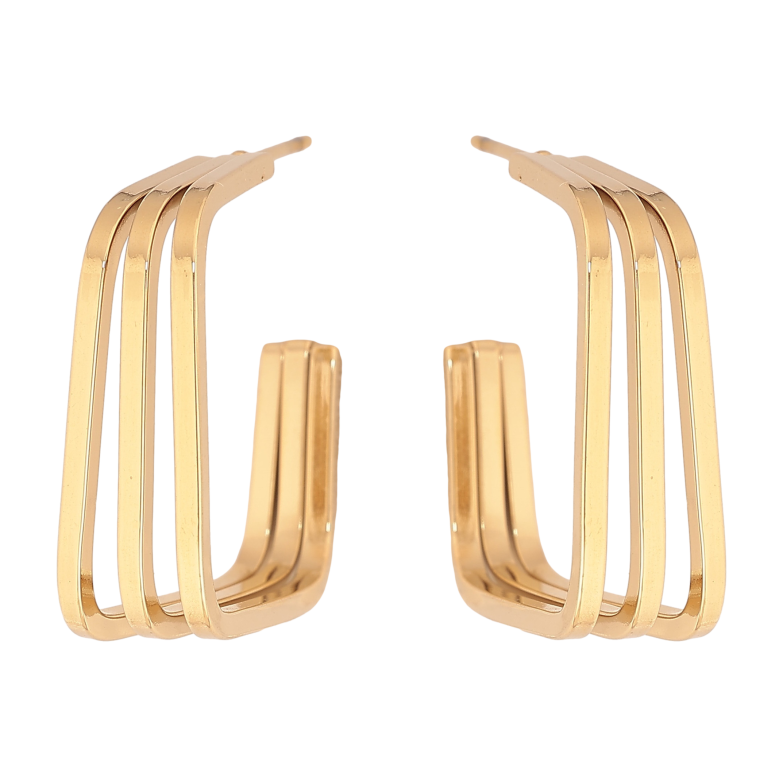 Серьги Xuping TTM Stainless Steel цвет 14К пусеты "Декоративные дуги" фото №1