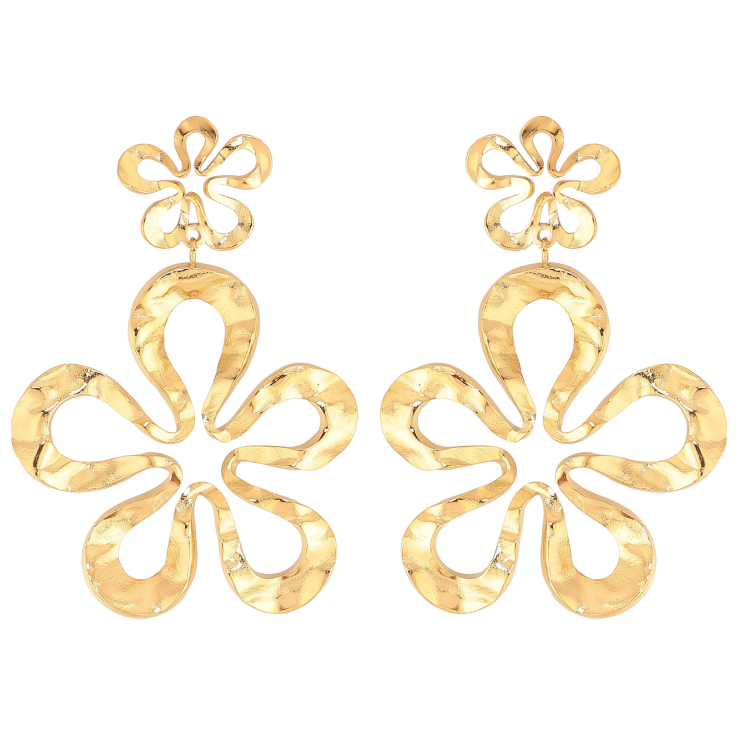 Серьги Xuping TTM Stainless Steel цвет 14К пусеты "Цветочки" фото №2