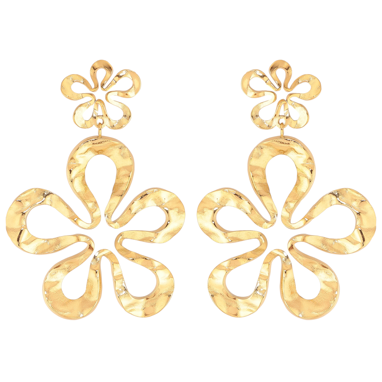 Серьги Xuping TTM Stainless Steel цвет 14К пусеты "Цветочки" фото №16