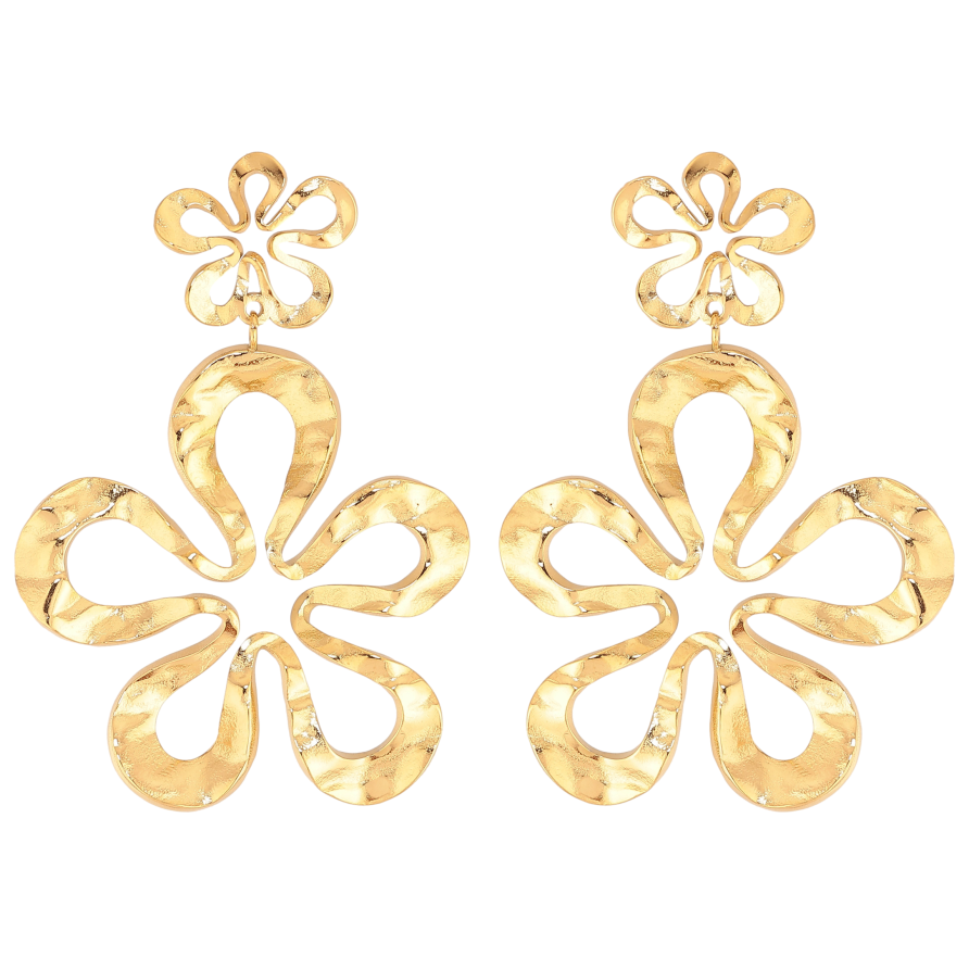 Серьги Xuping TTM Stainless Steel цвет 14К пусеты "Цветочки" фото №1