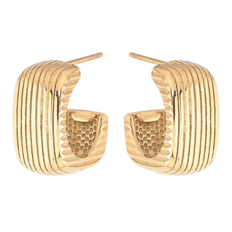 Серьги Xuping TTM Stainless Steel цвет 14К пусеты "Дужки с узором" фото №6