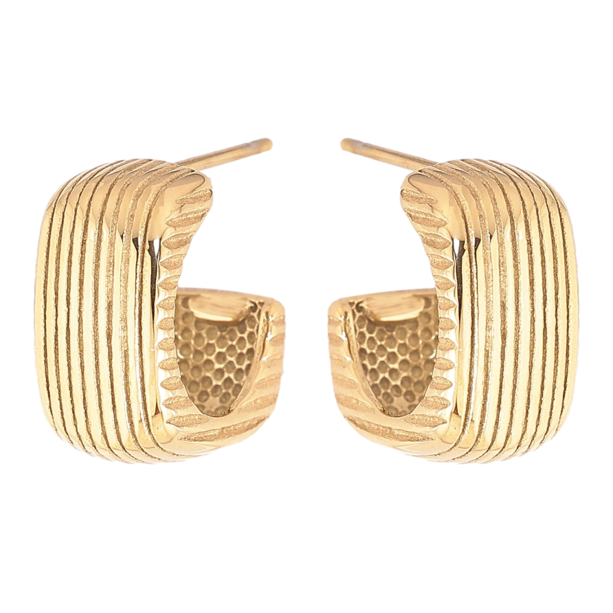 Серьги Xuping TTM Stainless Steel цвет 14К пусеты "Дужки с узором" фото №1