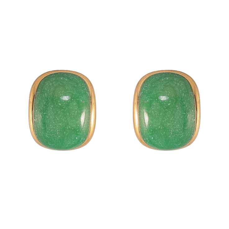 Сережки Xuping TTM Stainless Steel колір 14К пусети "Візерунок зеленою емаллю" фото №6 Сережки Xuping TTM Stainless Steel колір 14К пусети "Візерунок зеленою емаллю" фото №6