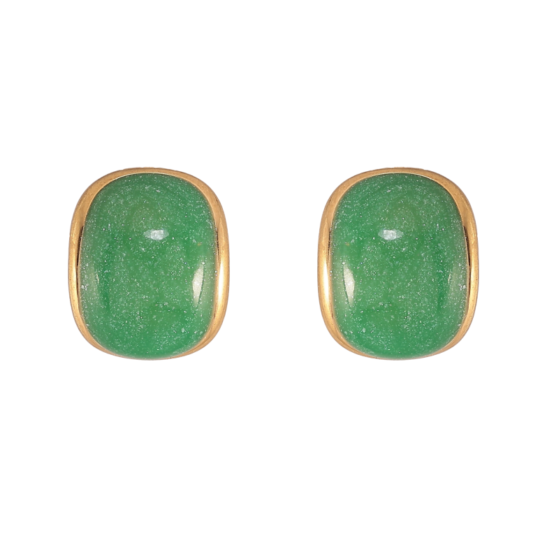 Серьги Xuping TTM Stainless Steel цвет 14К пусеты "Узор зеленой эмалью" фото №5