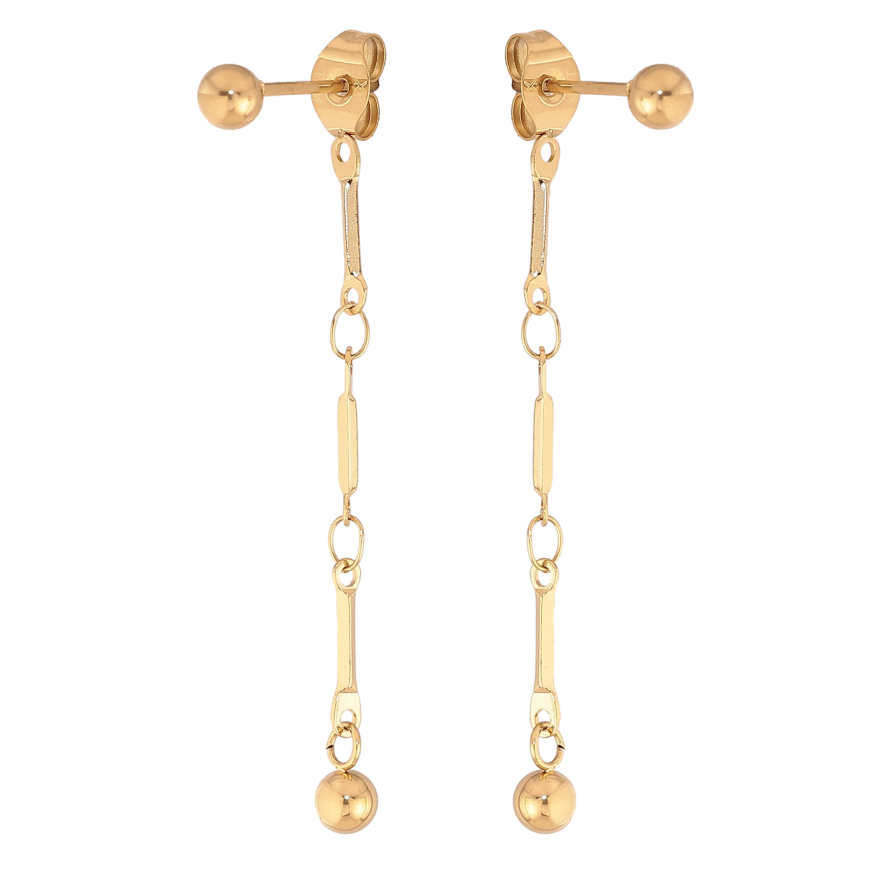 Сережки Xuping TTM Stainless Steel колір 14К пусети-джекети "Підвіски з кульками" фото №1