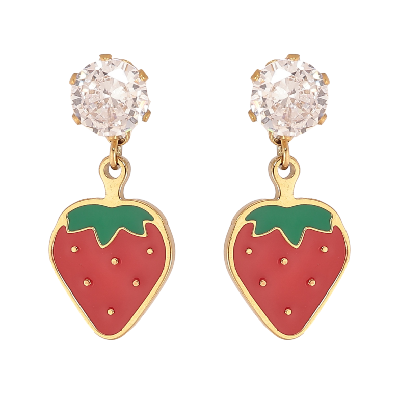 Серьги Xuping TTM Stainless Steel цвет 14К пусеты "Клубнички" фото №1