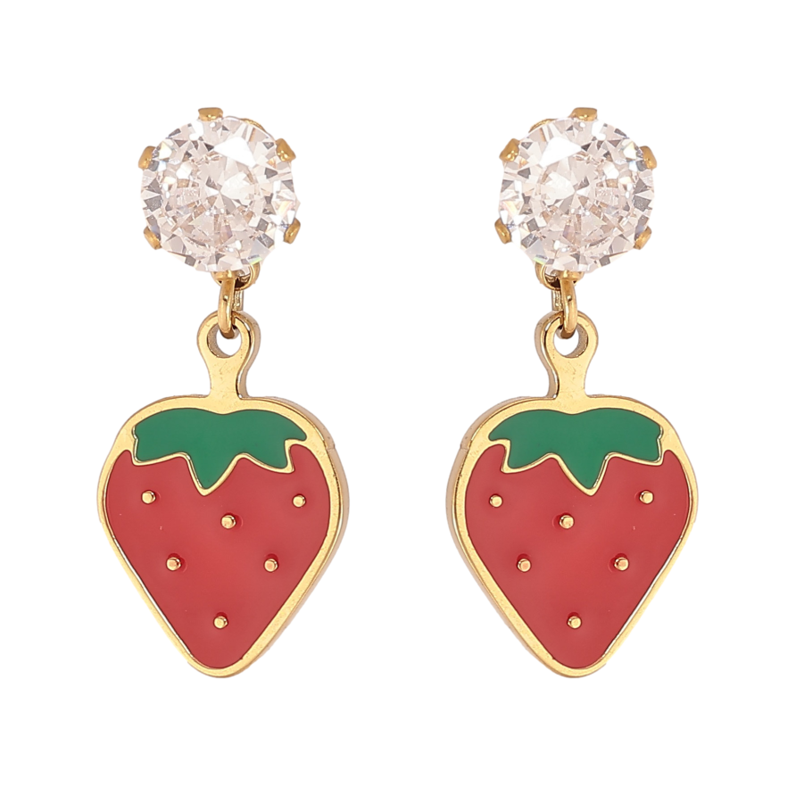 Сережки Xuping TTM Stainless Steel колір 14К пусети "Полунички" фото №1