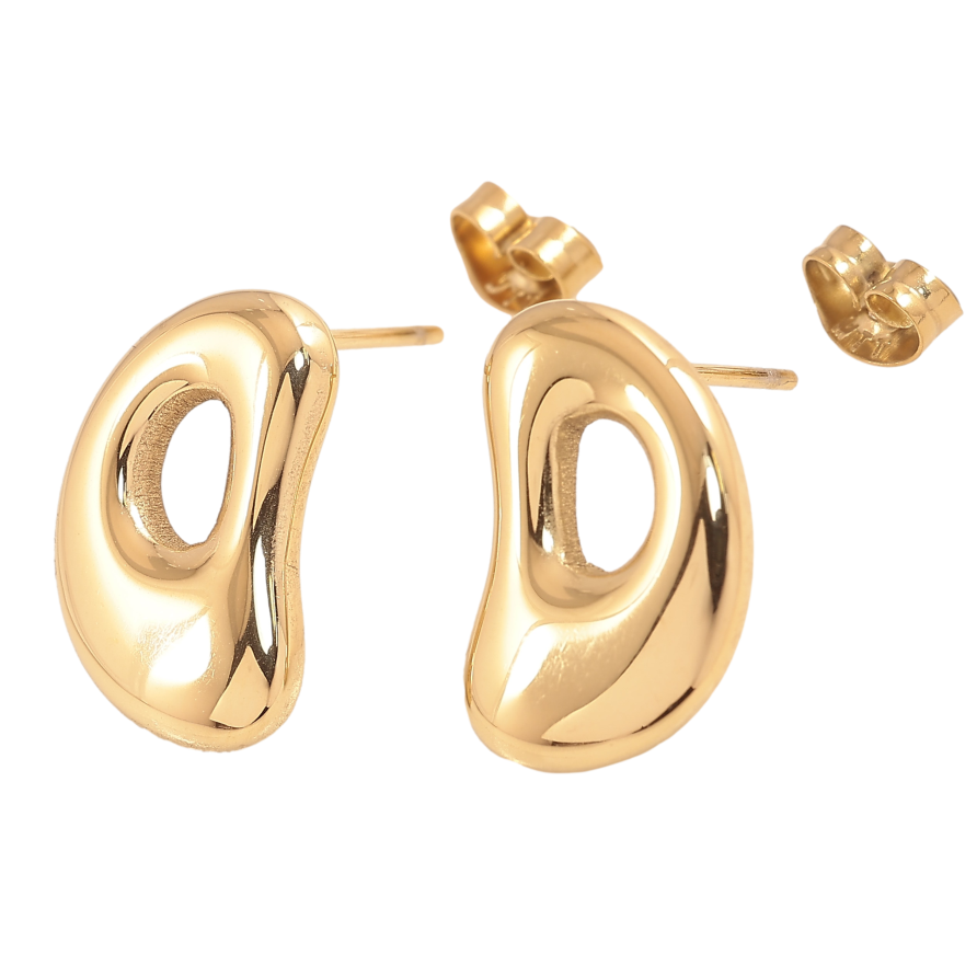 Серьги Xuping TTM Stainless Steel цвет 14К пусеты "Буквы D" фото №1