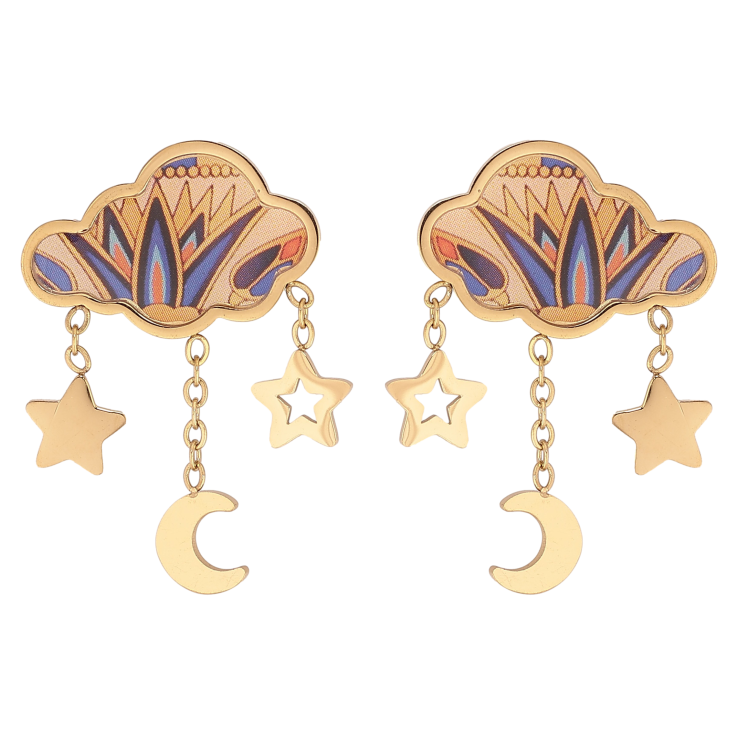 Сережки Xuping TTM Stainless Steel колір 14К пусети "Хмарки з місяцем та зірками" фото №25 Сережки Xuping TTM Stainless Steel колір 14К пусети "Хмарки з місяцем та зірками" фото №25