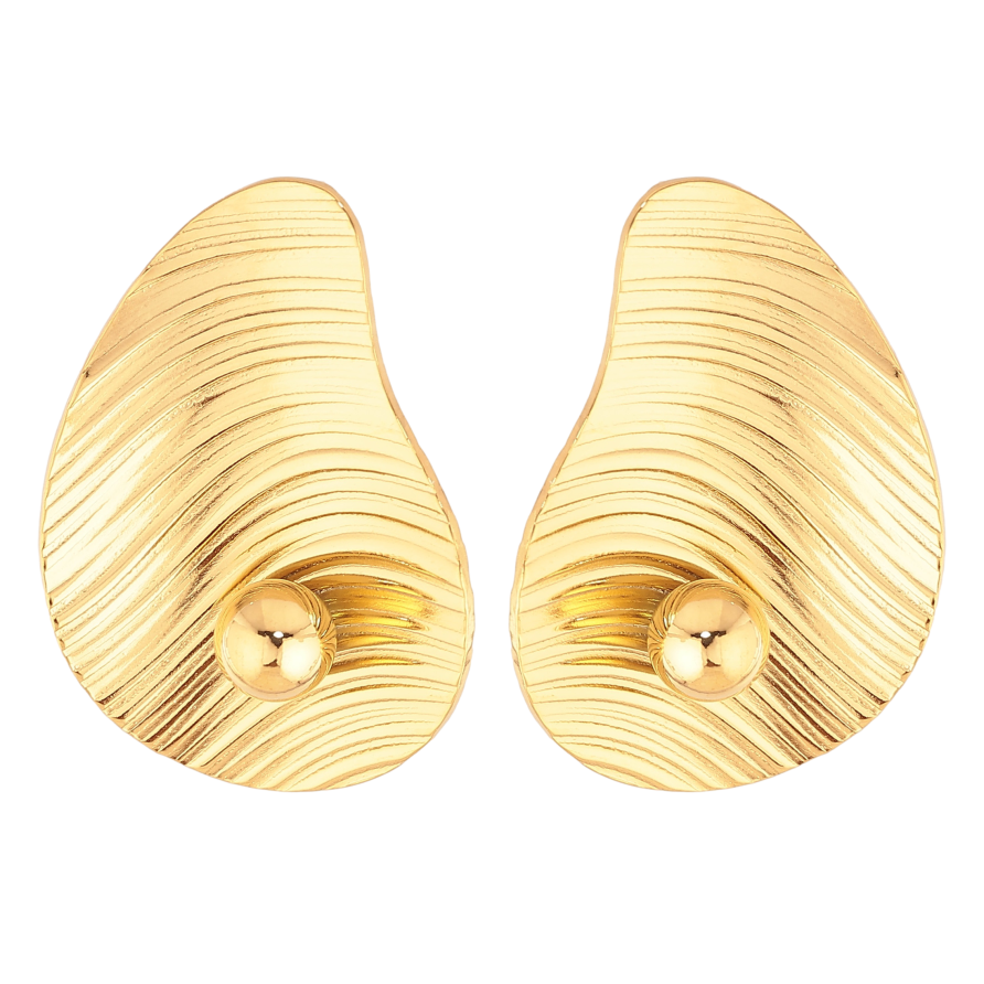 Сережки Xuping TTM Stainless Steel колір 14К пусети "Декоративний візерунок" фото №1 Сережки Xuping TTM Stainless Steel колір 14К пусети "Декоративний візерунок" фото №1