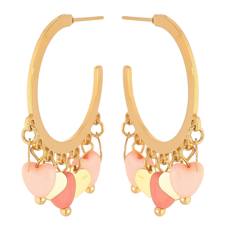 Сережки Xuping TTM Stainless Steel колір 14К пусети "Дуги з кольоровими сердечками" фото №21 Сережки Xuping TTM Stainless Steel колір 14К пусети "Дуги з кольоровими сердечками" фото №21