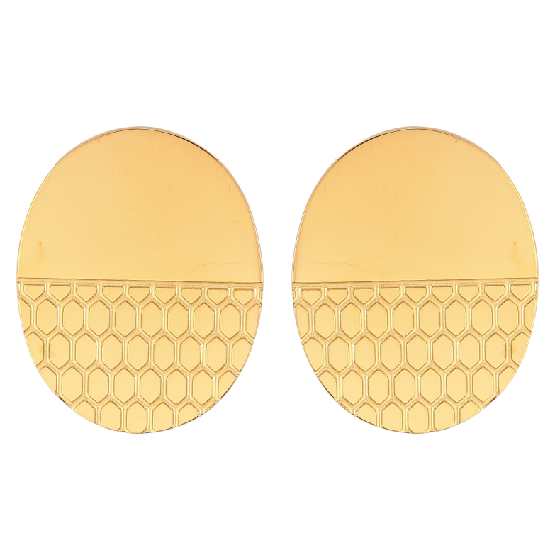 Серьги Xuping TTM Stainless Steel цвет 14К пусеты "Овалы с узором" фото №1