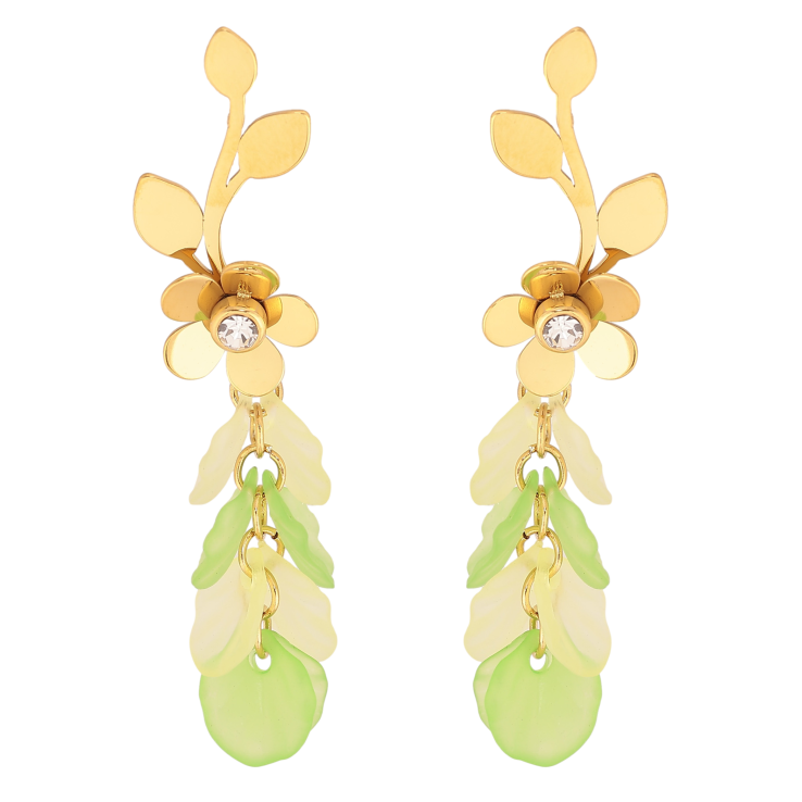 Серьги Xuping TTM Stainless Steel цвет 14К пусеты "Цветочные подвески" фото №20