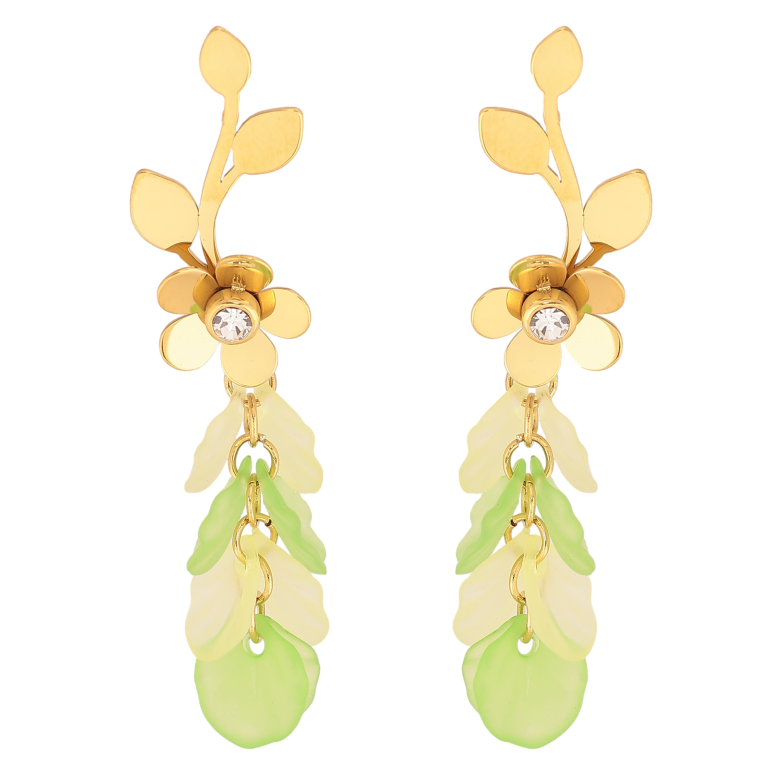 Серьги Xuping TTM Stainless Steel цвет 14К пусеты "Цветочные подвески" фото №6