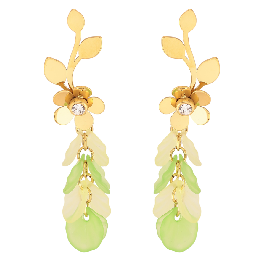 Серьги Xuping TTM Stainless Steel цвет 14К пусеты "Цветочные подвески" фото №1