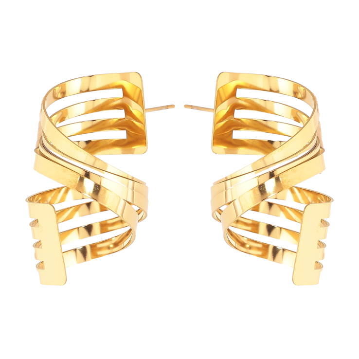 Серьги Xuping TTM Stainless Steel цвет 14К пусеты "Декоративные спирали" фото №11