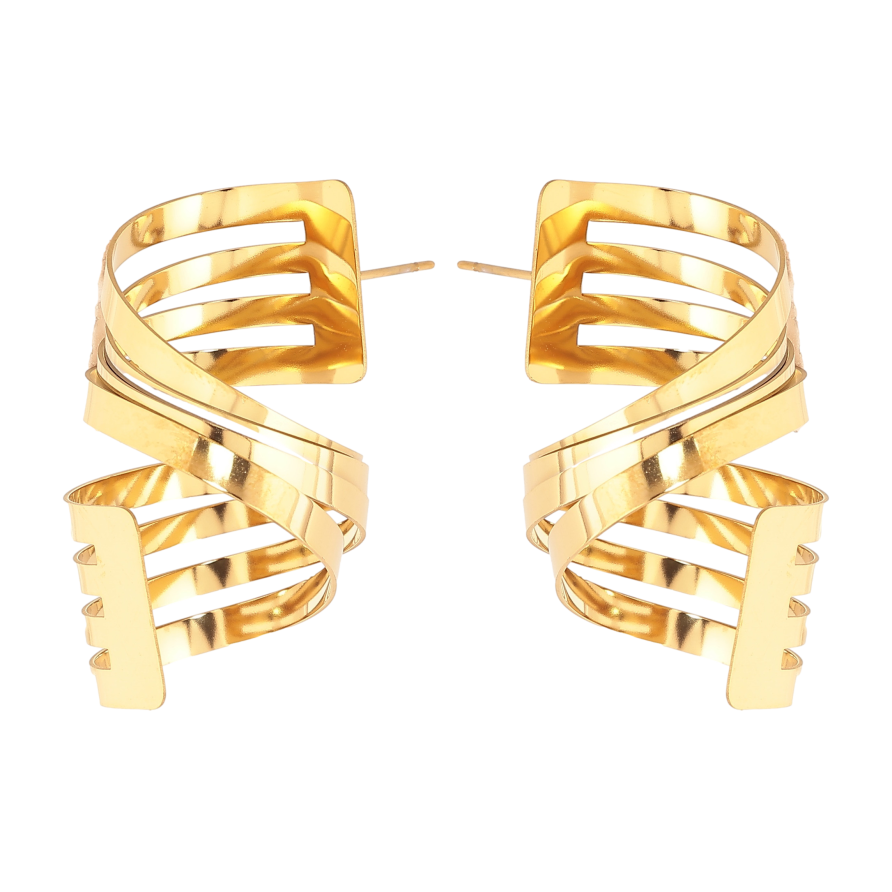 Серьги Xuping TTM Stainless Steel цвет 14К пусеты "Декоративные спирали" фото №1