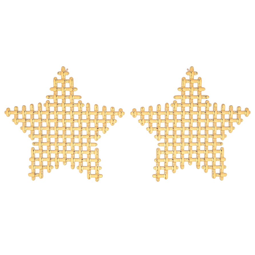 Сережки Xuping TTM Stainless Steel колір 14К пусети "Зірки" фото №1