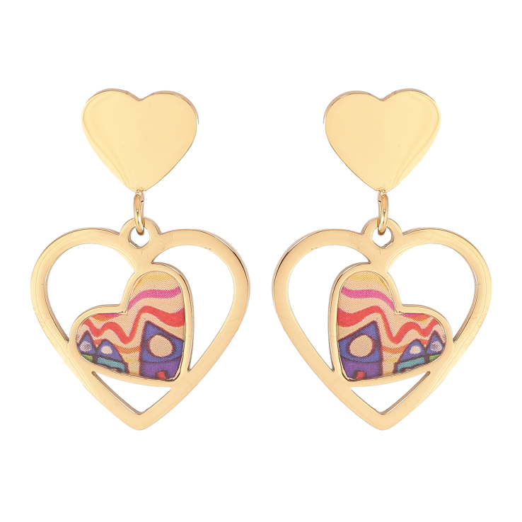 Сережки Xuping TTM Stainless Steel колір 14К пусети "Сердечки з кольоровими вставками" фото №22 Сережки Xuping TTM Stainless Steel колір 14К пусети "Сердечки з кольоровими вставками" фото №22