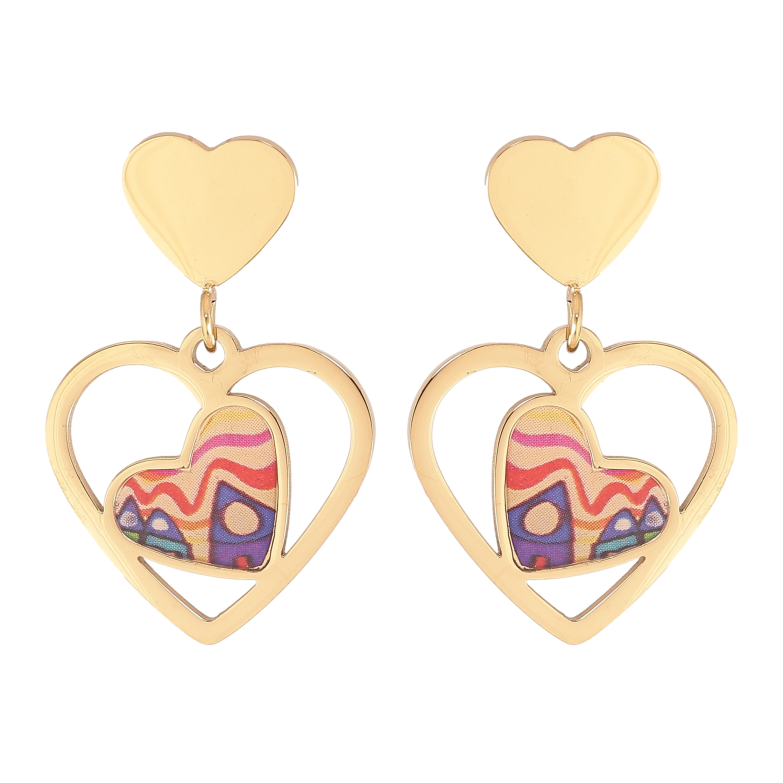 Серьги Xuping TTM Stainless Steel цвет 14К пусеты "Сердечки с цветными вставками" фото №1 Серьги Xuping TTM Stainless Steel цвет 14К пусеты "Сердечки с цветными вставками" фото №1