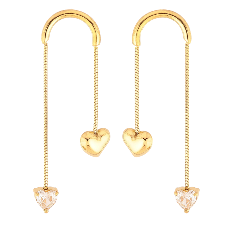 Серьги Xuping TTM Stainless Steel цвет 14К пусеты "Подвески с сердечками" фото №1