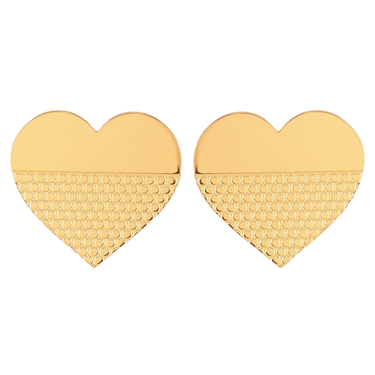Сережки Xuping TTM Stainless Steel колір 14К пусети "Сердечки з візерунком" 20х21мм фото №8