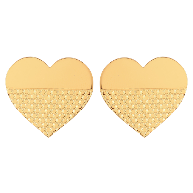 Серьги Xuping TTM Stainless Steel цвет 14К пусеты "Сердечки с узором" 20х21мм фото №1