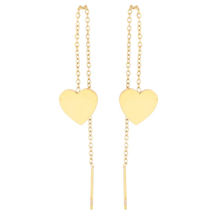 Сережки Xuping TTM Stainless Steel колір 14К протяжки "Сердечки" фото №25