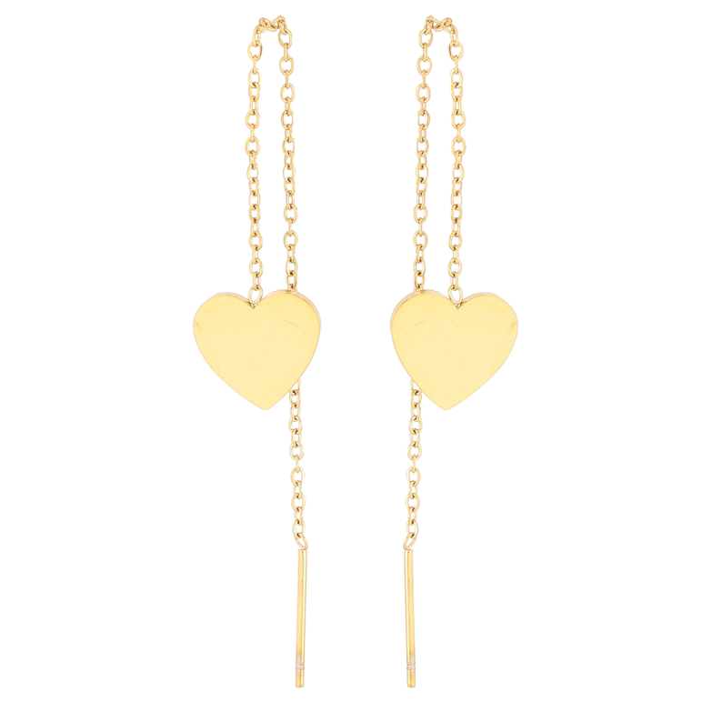 Сережки Xuping TTM Stainless Steel колір 14К протяжки "Сердечки" фото №1