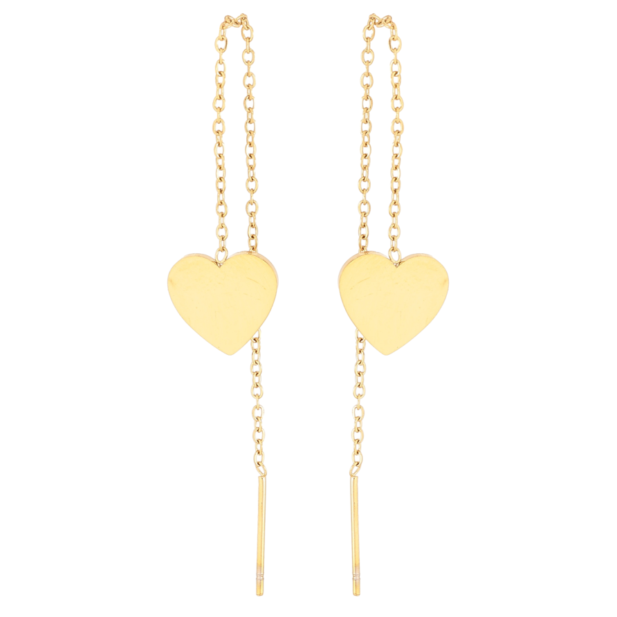 Сережки Xuping TTM Stainless Steel колір 14К протяжки "Сердечки" фото №1