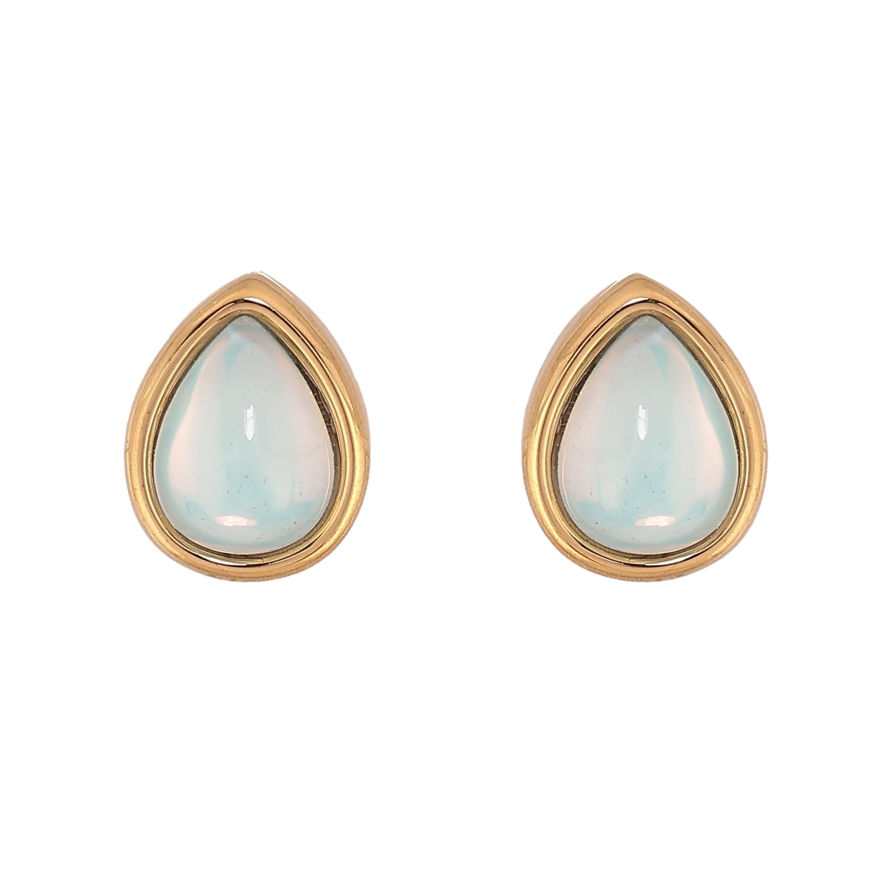 Сережки Xuping TTM Stainless Steel колір 14К пусети "Блакитні крапельки" фото №1