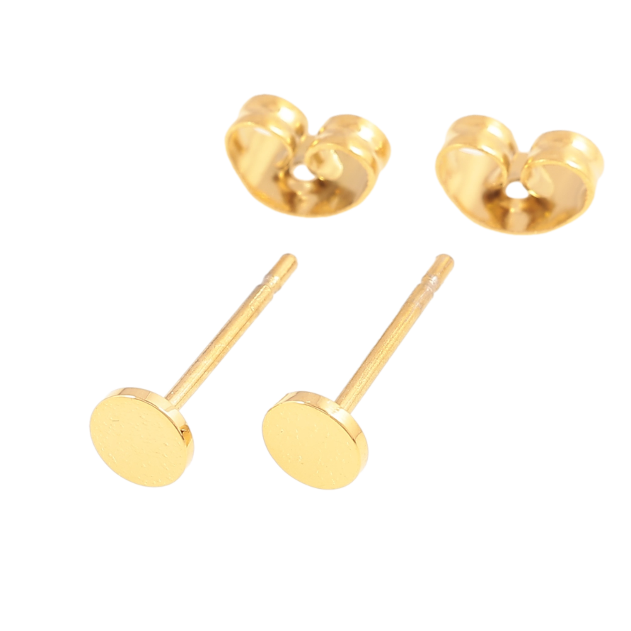 Сережки Xuping TTM Stainless Steel колір 14К пусети кола ø 4мм фото №1