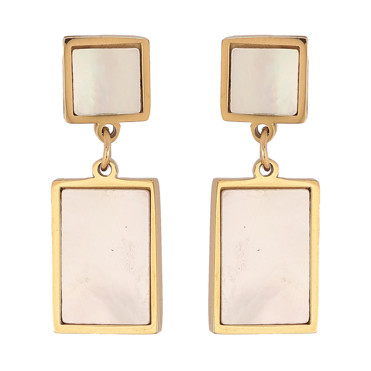 Сережки Xuping TTM Stainless Steel колір 14К пусети підвіски з перламутровими вставками фото №20