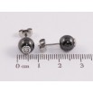 Сережки Xuping TTM Stainless Steel колір Родій пусети "Кульки з чорної кераміки" ø 8мм фото №2