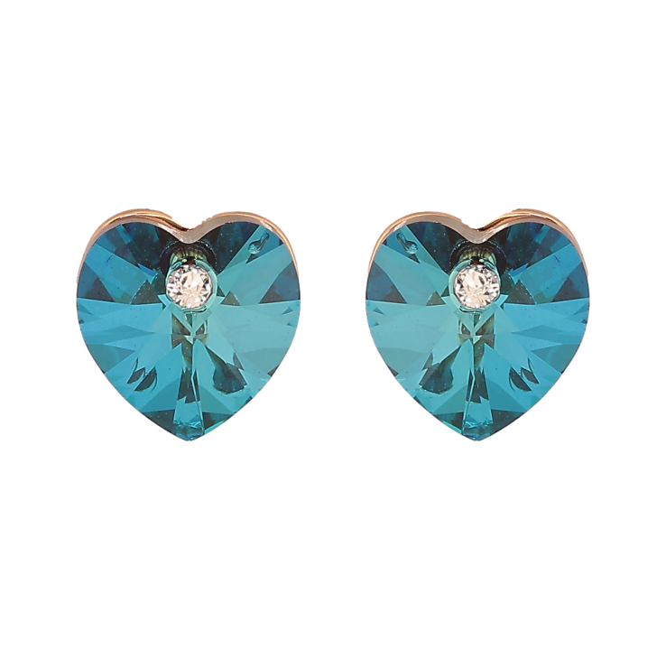 Сережки Xuping колір 18K з кристалами Swarovski пусети "Сердечка Metallic Blue" фото №12 Сережки Xuping колір 18K з кристалами Swarovski пусети "Сердечка Metallic Blue" фото №12