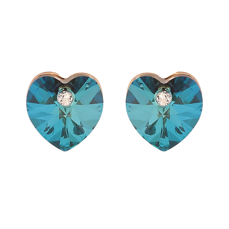 Сережки Xuping колір 18K з кристалами Swarovski пусети "Сердечка Metallic Blue" фото №1