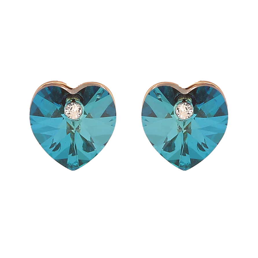 Сережки Xuping колір 18K з кристалами Swarovski пусети "Сердечка Metallic Blue" фото №1