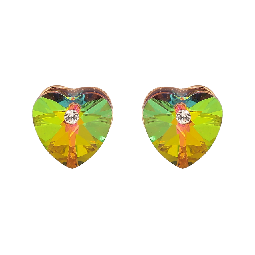 Сережки Xuping колір 18K з кристалами Swarovski пусети "Сердечка Vitrail Medium" фото №1