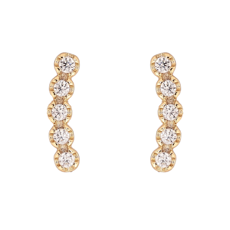 Сережки Xuping колір Позолота 14K пусети "Дорожки кристалів" фото №5