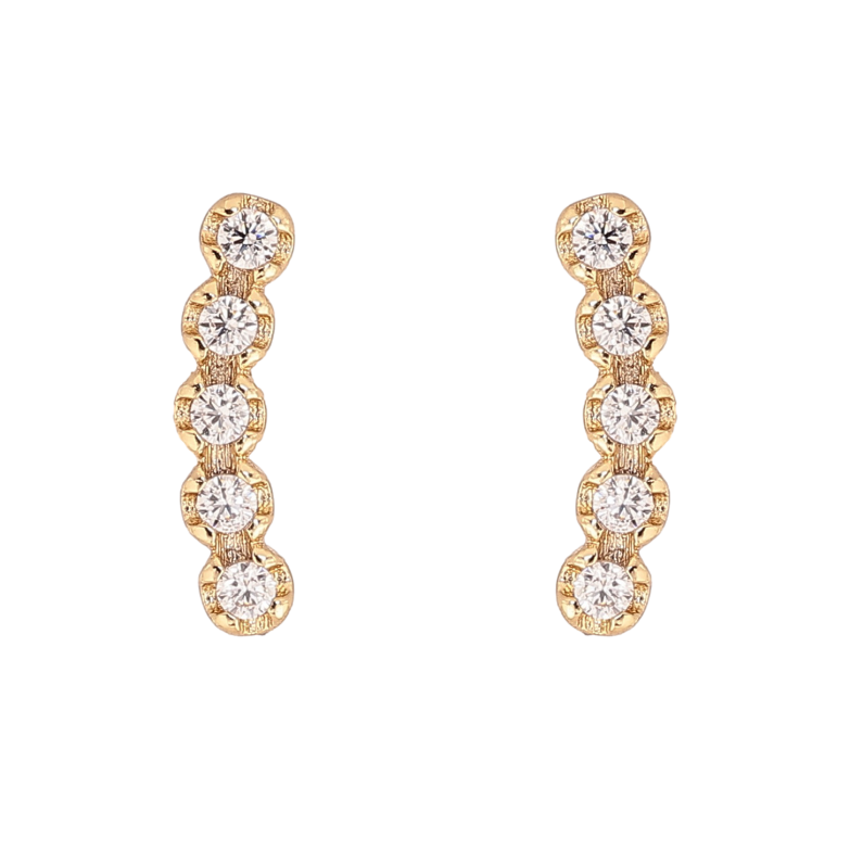 Серьги Xuping цвет Позолота 14K пусеты "Дорожки кристаллов" фото №1