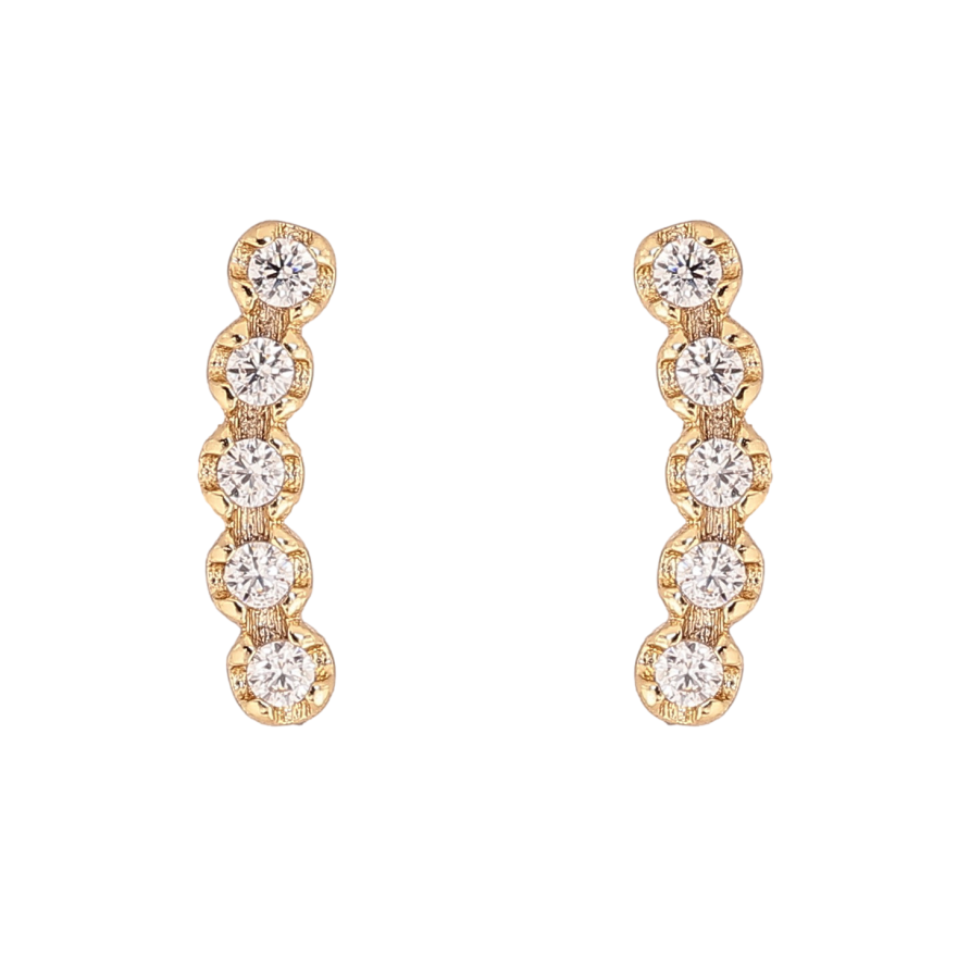 Сережки Xuping колір Позолота 14K пусети "Дорожки кристалів" фото №1