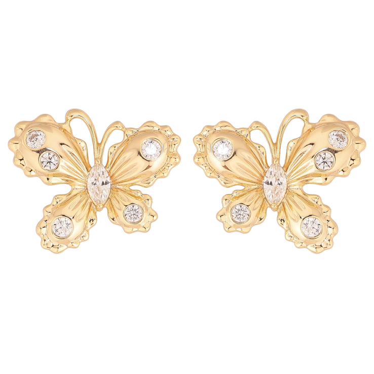 Сережки Xuping колір Позолота 14K пусети "Метелики з кристалами" фото №10