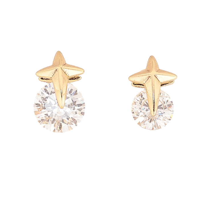 Сережки Xuping колір Позолота 14K пусети "Асиметричні кристали з зірками" фото №19