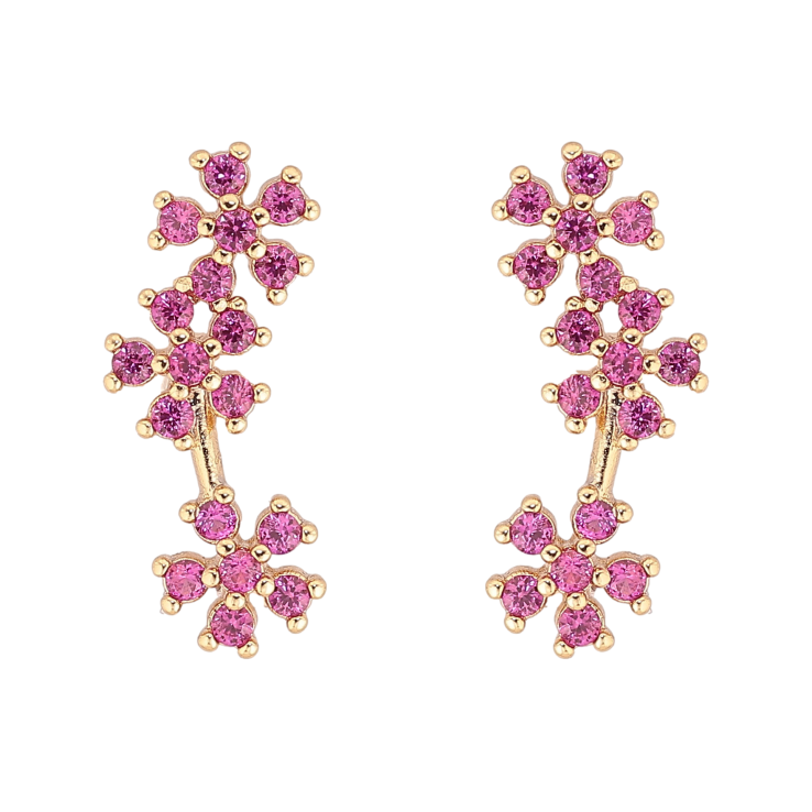 Сережки Xuping колір Позолота 14K пусети "Малинові кристальні квіточки" фото №25 Сережки Xuping колір Позолота 14K пусети "Малинові кристальні квіточки" фото №25