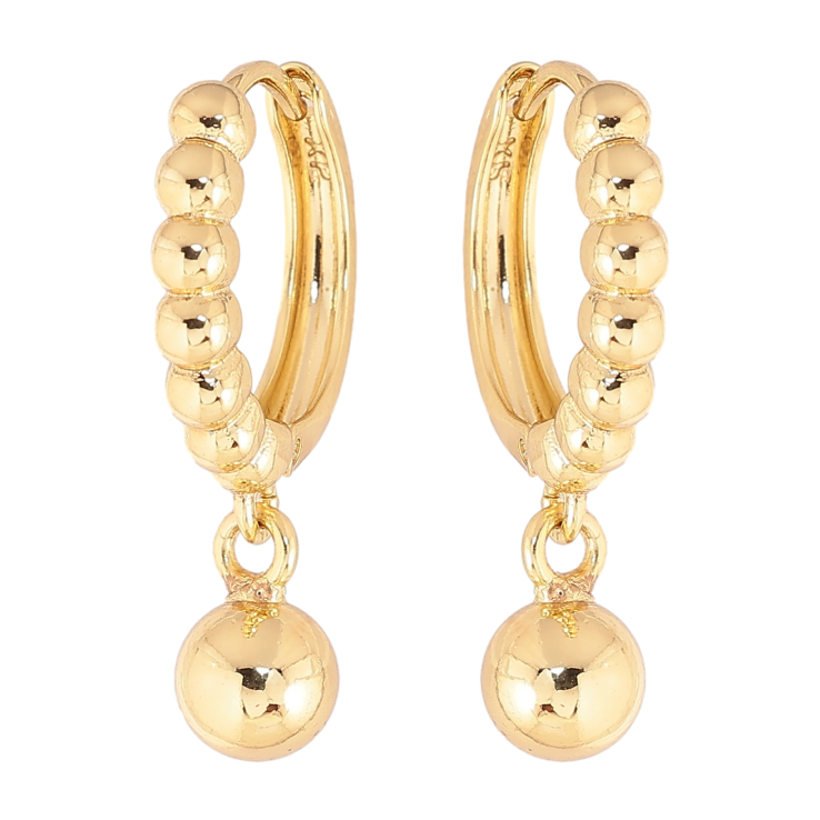 Сережки Xuping колір Позолота 14K підвіски на колечках "Кульки" фото №9 Сережки Xuping колір Позолота 14K підвіски на колечках "Кульки" фото №9