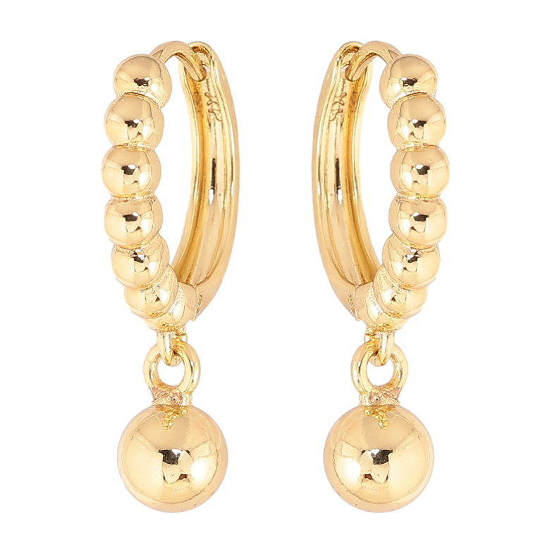 Сережки Xuping колір Позолота 14K підвіски на колечках "Кульки" фото №1