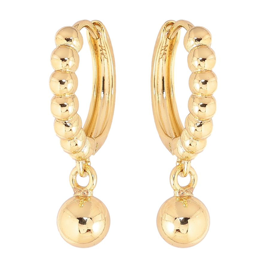 Сережки Xuping колір Позолота 14K підвіски на колечках "Кульки" фото №1