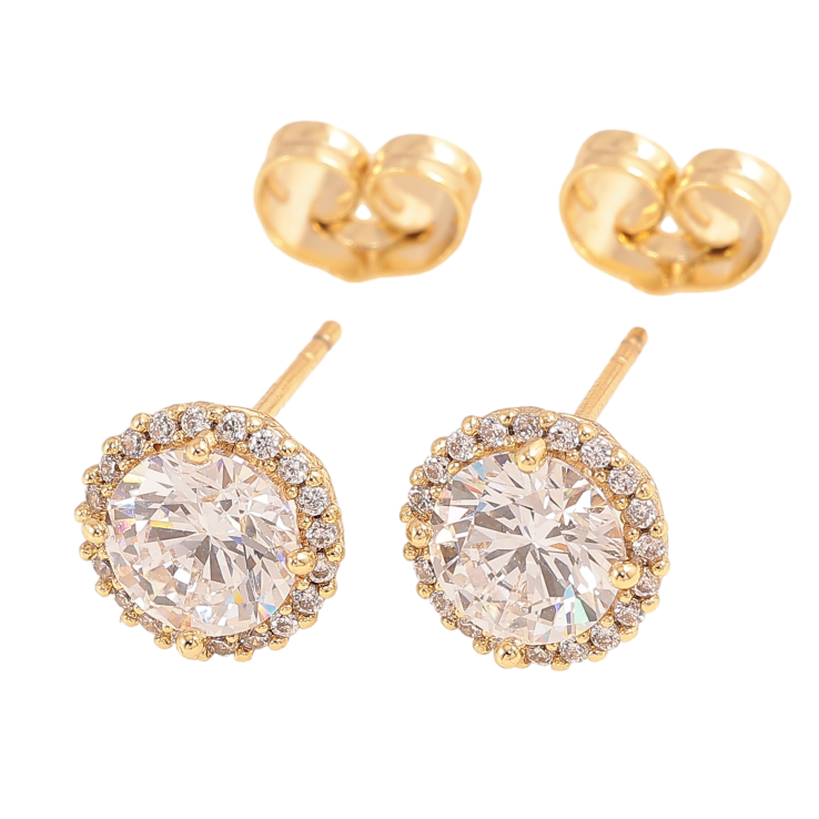 Сережки Xuping колір Позолота 14K пусети "Кристали в обрамленні" ø 9мм фото №7 Сережки Xuping колір Позолота 14K пусети "Кристали в обрамленні" ø 9мм фото №7